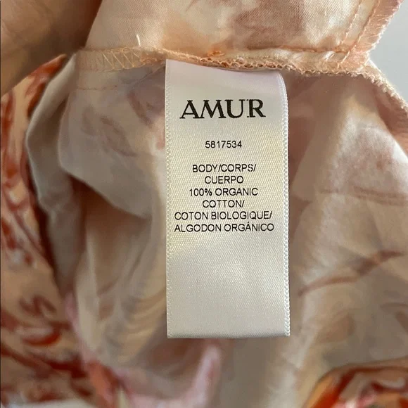Amur Angela Mini Dress Women’s Size 0 Apricot Baroque Tile Organic Cotton NWT - Picture 13 of 14